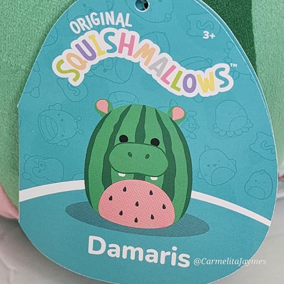 DAMARIS 🍉🦛 Watermelon Hippo Crossover Original Squishmallow By Kellytoy ☆ NWT - Picture 5 of 8